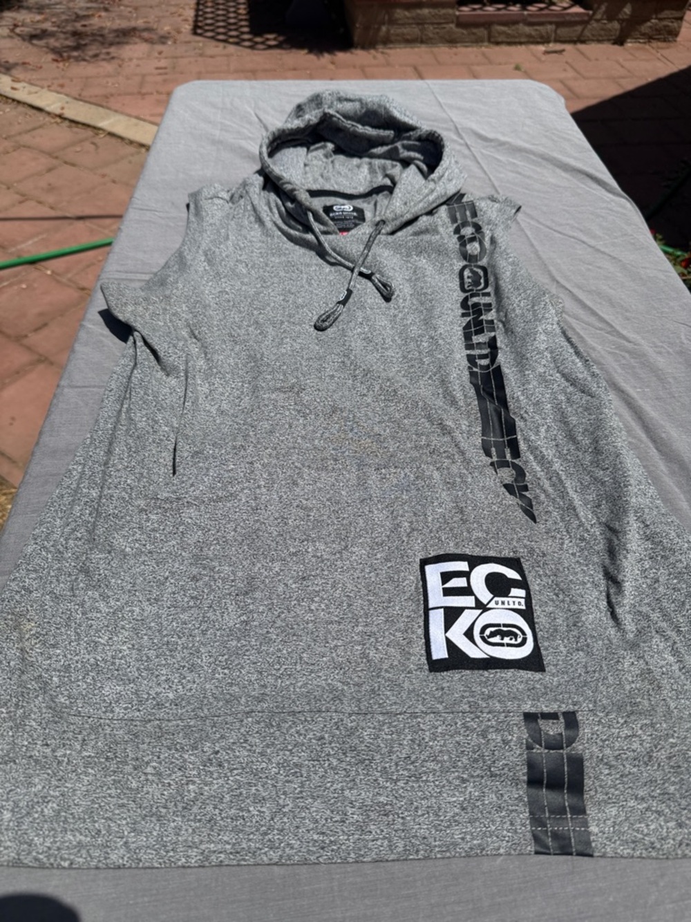 Ecko Unltd Gray Hooded sleeveless Pullover - Graphic Logo